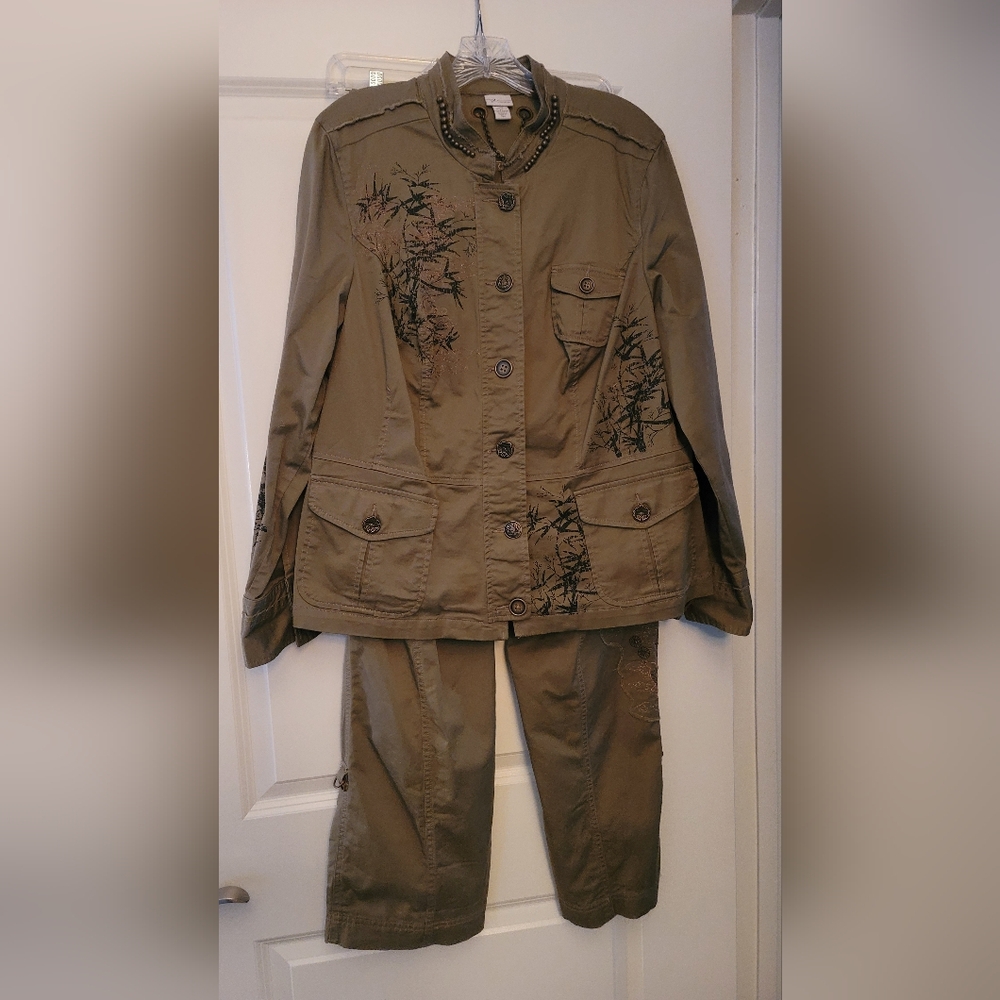 Venezia Embroidered Military Jacket and matching Cargo Pants in size 16